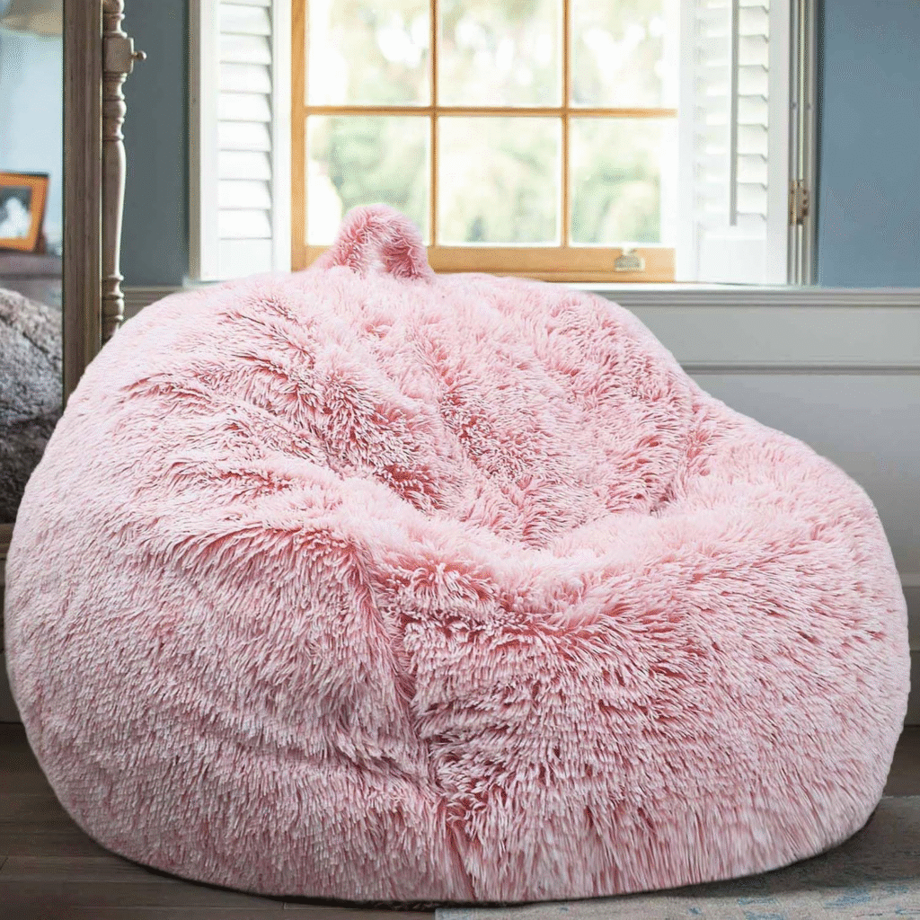 Kisoy Fluffy Stuffed Animal Storage Bean Bag Chair
