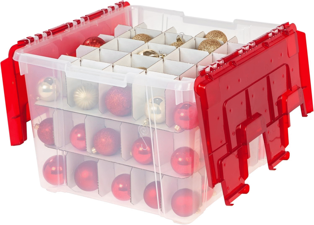 IRIS Ornament Storage Box with Attached Lid (2-Pack)