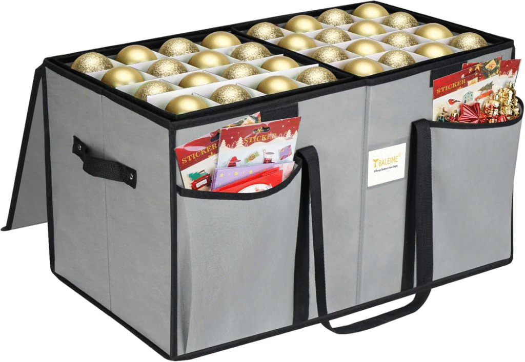 BALEINE Christmas Ornament Storage Box with Dividers
